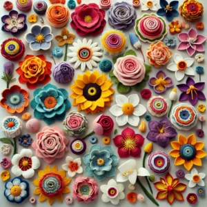 Crea Imagen Sobre Flores Tejidas De Crochet